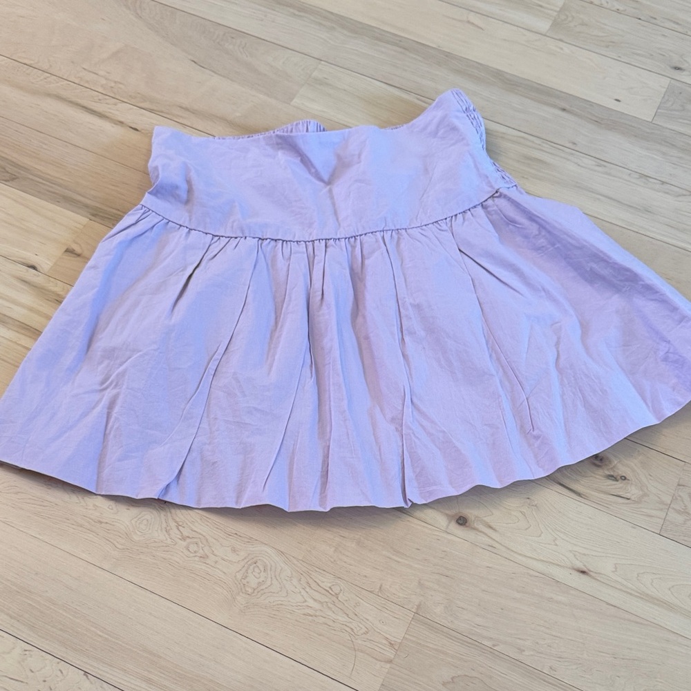 Anthropologie Self Contrast-Pastel Lilac 100% Cotton Mini Skirt-New-S